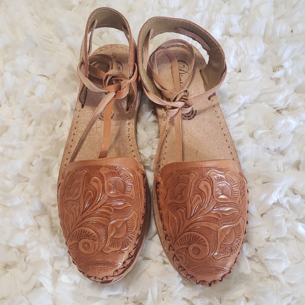 Mexican sandals Lace up 100%leather - Picture 6 of 8